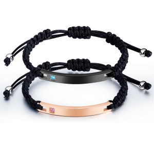 OLEVS Gelang Couple Hitam Titanium Anti luntur Asli Ori Keren Fashion Pria Wanita Adjustable
