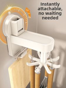 youqin | Suction Wall Mounted Rotatable Hook Kitchen Storage Rack