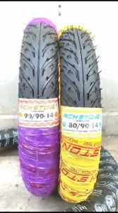 SEPASANG BAN RICH STONE MOTOR MATIC TUBLESS 80/90-14 DAN 90/90-14 BAN MOTOR RING 14