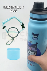 Kuromi Insulated Stainless Steel 800ml Tumbler with Leak-Proof Lid w/ Free Handle & Protective Boot