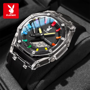 PLAYBOY Jam Tangan Pria Original Tahan Air Tali Karet Cowok Multifungsi Luminous Kalender Fashion Digital Sport Watch