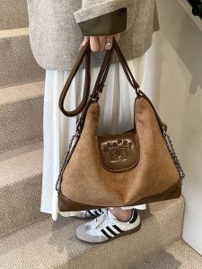 Retro Casual Large Capacity Womens Tote Bag Fashionable Niche Travel Backpack Trendy Shoulder Bag Mix Material Youth Daily Match