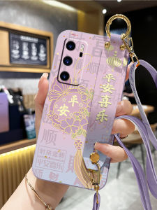 Huawei P40 pro Soft Silicone Phone Case with Strap Creative Protective Cover Anti-fall Neck Chain Crossbody Bag Suitable Models
