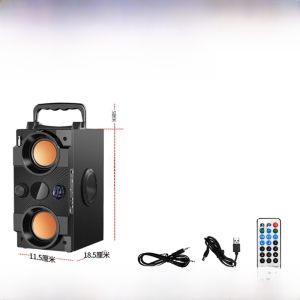 Outdoor Wireless Bluetooth Speaker Super Bass Stereo Handheld Square Dance Sound System High Volume Home KTV Wooden Shell
