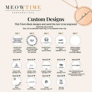MeowTime Personalised - Laser-Engraved Rotating Pendant Necklace customised gift for couples christmas friendship appreciation bridesmaid