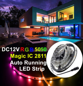 Angelila Smart RGB LED Strip Light Built in IC2811 Waterproof DC12V Color Changeable Automatically Running Dream Color LED Strips 5m/roll for Home Party Decor Shop Sign Attract Customers