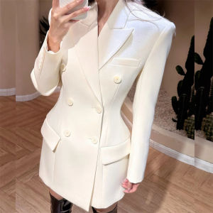 French Elegance White Suit Jacket for Women