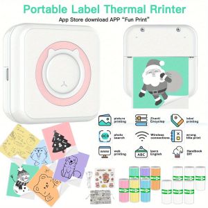 Mini Pocket Thermal Label Receipt Photo Notebook Printer for Learning Notes Image Printing Compatible with iOS and Android
