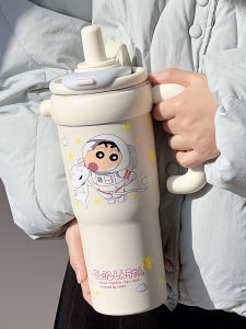 Large Capacity Adorable Straw Water Bottle for Men And Women Doraemon Mega Ice King Cup Cute Dual Drink Insulated Thermos