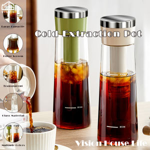 Vision 750ml Coffee Cold Brew Pot French Press Coffee Maker Cold Brew Coffee Pitcher Built-in Strainer Press Coffee Tea Brewer Cold Extraction Cup Travel Tea Maker
