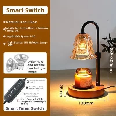 Bedroom Glass Aromatherapy Lamp Candle Melt Lamp Atmosphere Lamp Wax Melter Light Warm Light for Couples in Bedroom