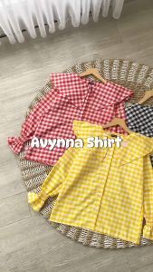 AVYNNA SHIRT - FLOTTILICIOUS / Baju Kemeja Wanita Cantik Lucu Motif Square Korean Style