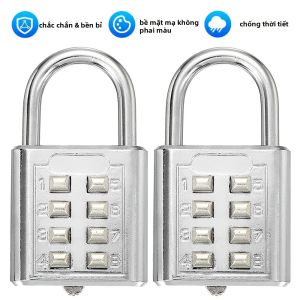 Khóa Số 8 Chữ Số Chống Nước Hợp Kim Kẽm Khóa Hành Lý Du Lịch Có Chìa Khóa Chống Trộm Cho Vali Ba Lô Sử Dụng Ngoài Trời