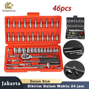 Kunci Kunci Socket Wrench Pas Sok Kunci Multifunctional Wrench Socket Set Kunci sok set kunci Shock Set 46 Reparasi Bengkel Mobil Motor / kunci sok set / Kunci Konci Socket Wrench Pas Sok Shock Sock 1/4 Car Repair Tool Kunci inggris 46 pcs