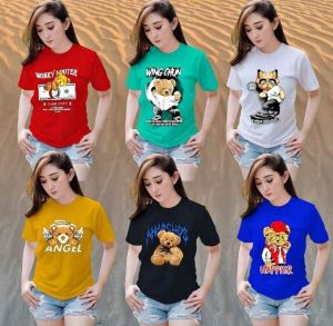 kaos jumbo wanita dewasa /Baju over size paket isi 5 kaos muat sampai 100kg
