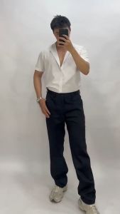 Men’s Slacks Pants Straightleg with Pockets Formal  Casual Office Business Trousers for Men  Slacks na Panglalaki Professional Formal Suit Pants AS-01 BLACK PANTS (28-36)