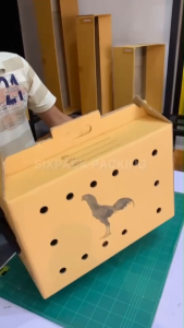 (SET 5 ใบ) กล่องไก่ชน หนา 5 ชั้น แข็งแรง มีหูจับ มีรูระบายอากาศ