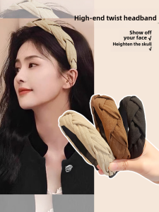 Anti-Slip Wide Edge Hairband Womens Face Wash Hair Clip Styling Hair Accessories White Deer Twist New 2025 Fashion Design