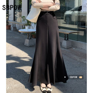 High Waist Fleece Lined Midi Skirt Fish Tail Black Autumn Winter New Arrival Womens Fashion Commute Style Thickened A-Line Skirt