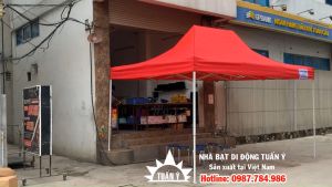 Nhà bạt di động Tuấn Ý 3mx45m màu ĐỎ nổi bật dùng làm gian hàng hội chợ tiệm ăn đêm tổ chức sự kiện đa năng
