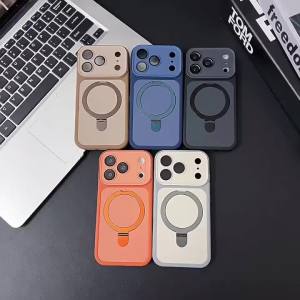 szhaiyu | Luxury For MagSafe Magnet Magnetic Stand Phone Case For iPhone 17 16 15 14 13 12 Pro Max Plus Air Full Camera Protection Cover