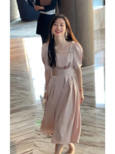 QFN | Summer New Light Luxury French Style Bridemaid Dress Pink Satin