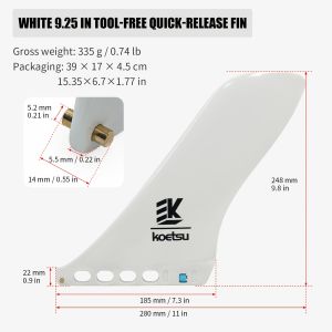 KOETSU 9.25-inch Screwless Quick-Release Fin American-Style Water Divider Removable SUP Fin