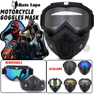 Moto lupo Motorcycle Goggles Mask Motorcycle Helmet Goggles Removable Mask Open Face Half Face Mask