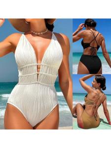 ชุดว่ายน้ำบิกินี่แบบหนึ่งชิ้นหลังเปล่าเซ็กซี่ระบายอากาศได้ดี ชุดว่ายน้ำผ้าไนลอน ชุดว่ายน้ำบิกินี่ ชุดว่ายน้ำผู้หญิง