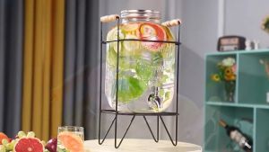 4L 5L 8L 10L juice drink glass jar dispenser with stand and faucet water jug with faucet