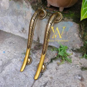 Handle Pintu Rumah Aluminium Antik Motif Taring Ukir 36 cm 2 Pcs