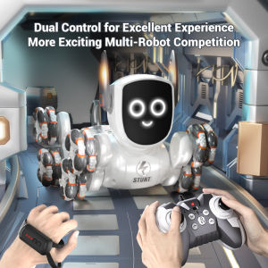 4WD Stunt Remote Control Robot Multi Function RC Car Toys for Kids Eight Wheeled Robot Dog with Music & Light Children Christmas Birthday Gift for Kids Boys Girls