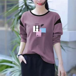 HUAXUNRAN | Plus Size Spring & Autumn Fashionable Youthful Cotton Long Sleeve T-shirt for Women