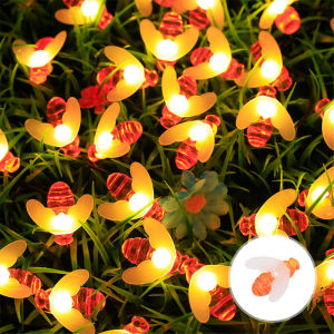 20/50/100 LED Solar Cute Bee Fairy String Lights Garden Lights 8 Mode Outdoor Lighting for Flower Fence Christmas Wedding Decor