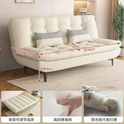 Modern Minimalist Folding Sofa Bed Cloud Shape Sit Lie down Three Four Person Home Furniture Wooden Sponge Filled Sofa Bed