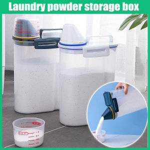 Portable Plastic Household Laundry Detergent Storage Box With Lid Sealed Storage Tank with Scale Canned