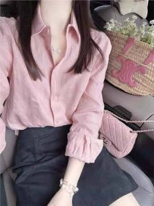 Fashionable Stylish Pink Polo Collar Long Sleeve Shirt For Spring Summer 2026