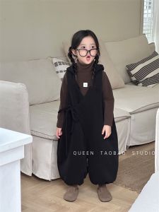 Cute Childrens Cotton Padded Hooded Lantern Suit Winter Baby Girl Clothes Long Pants Overall Outfit Korean Style Kids Clothing