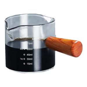 MONGDIO | Japanese Style Wooden Handle Glass Milk Pitcher with Pointed Spout