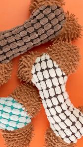 Hobilic Boneka Gigit Mainan Anjing Plush Squeaky Pet Toys Bunyi Model Tulang 3 Warna