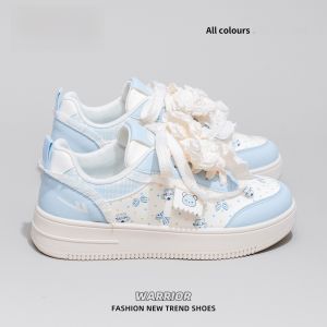 Warrior | Womens Thick Bottomed Cute Little White Shoes Spring Summer Casual Style Butterfly Knot Student Friendly Comfortable Sneakers