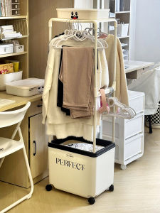 Nordic Style Student Dormitory Night Clothes Storage Rack with Wheels Free Standing Garment Rack Large Capacity Plastic Coat Hook