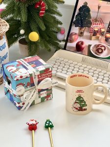 Christmas Rabbit Mug Christmas Tree Cute Young Adult Heart Ceramic Coffee Cup Milk Cup Girlfriends Gift Creative Gift