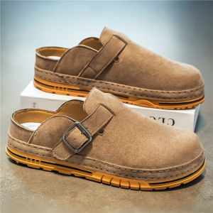 Dép Casual Đế Mềm Da Lộn Nâu Phong Cách Retro Mùa Hè