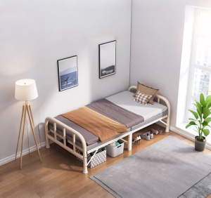 Metal Folding Bed 75/100/120CM Silver Gray Nap Sheet Single Portable Bedroom Folding Sheet Single Heavy Duty Bed Frame
