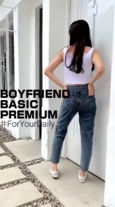 Celana Boyfriend Plain Jeans Basic Highwais Korean Style Wanita Kekinian 2023