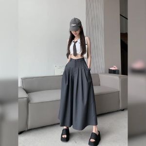 กางเกงสูทใหม่ของผู้หญิงกางเกงลําลองเอวสูงกางเกงขากว้างหลวมและบางของผู้หญิงกางเกงสูทหลวมจัดส่งจากกรุงเทพ