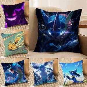 Bandai | Pokemon Anime Decorative Cushion Cover Soft Short Plush Pillow Cover For Sofa Bedroom Living Room Home Decor Gift