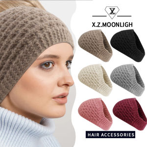 X.Z.MOONLIGH Autumn and Winter Hand-Knitted Hairbands for Women Warm Forehead Protectors Headbands for Women to Cover Gray Hair Woolen Headbands and Hats