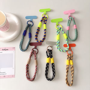 New Colorful Universal Braided Mobile Phone Lanyard Strap Cute Hanging Chain Ring Cord With Patch Wrist Strap Phone Detachable